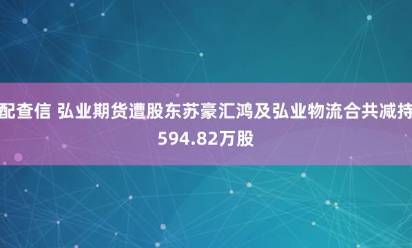 配查信 弘业期货遭股东苏豪汇鸿及弘业物流合共减持594.82万股